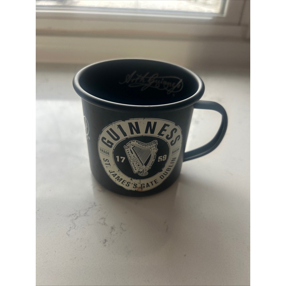 Guinness Harp St James Gate Dublin Black Enamel Camp Mug